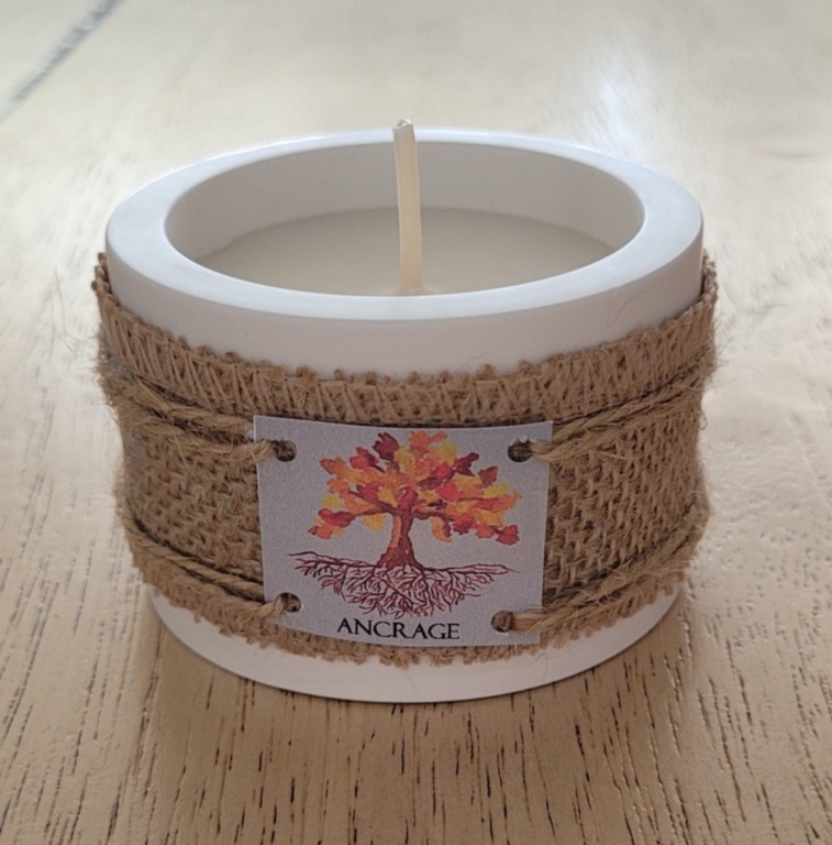 Bougie d'intention ancrage petit moule et toile de jute