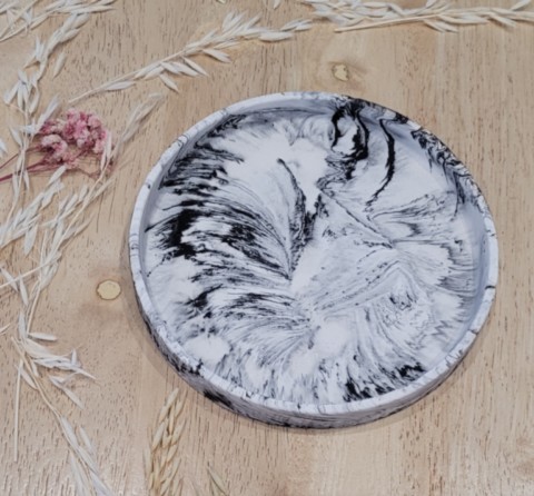 Support bougie marbré noir