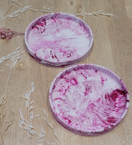 Support bougie marbré rose