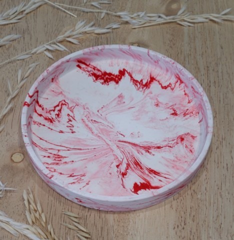 Support bougie marbré rouge