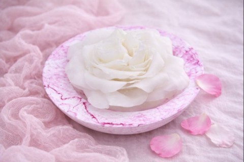 Bougie rose réaliste "Tendresse"