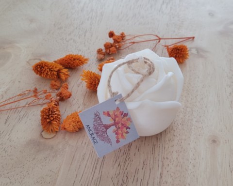 Bougie d'intention rose blanche M